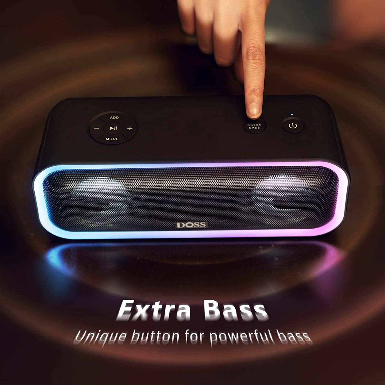 Soundbox Pro+ Bluetooth Speaker – 24W Sound, Extra Bass, IPX6 Waterproof, 15H Playtime, Multi-Color Lights – Perfect for Parties & Outdoors