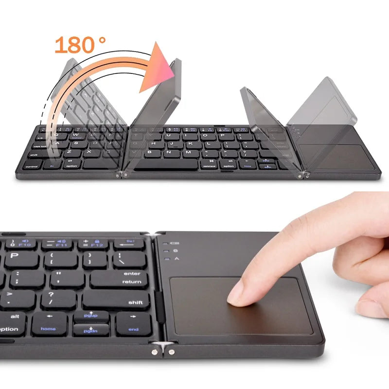 Wireless Folding Bluetooth Keyboard w/ Touchpad – Compact & Portable for Windows, Android & iOS