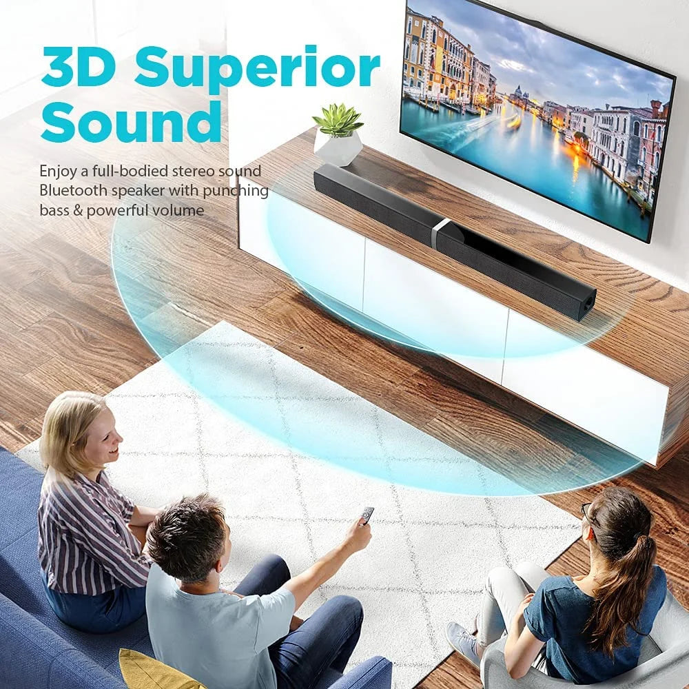 50W Bluetooth TV Soundbar with 4 Powerful Drivers, Remote Control, and ARC/Optical/AUX Connections – Premium Home Audio for TVs