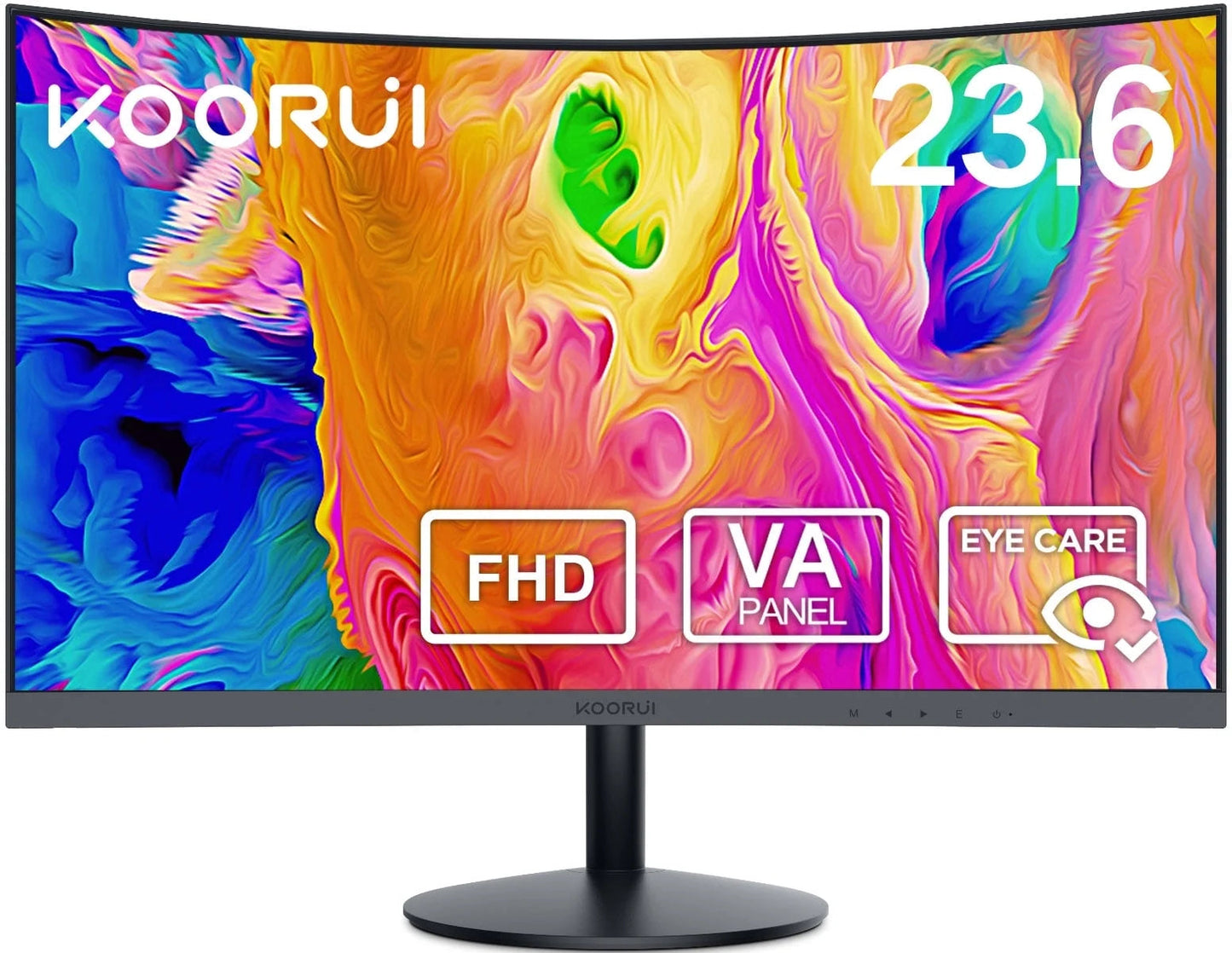 24-Inch Curved FHD Monitor – Immersive 1080P Display, 60Hz Refresh Rate, Eye-Care Technology, HDMI & VGA Connectivity – Sleek Black Design