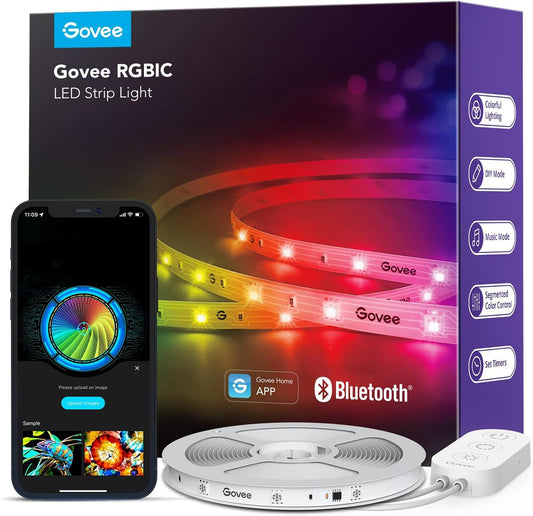 RGBIC Smart LED Strip Lights, 32.8Ft – Bluetooth Control, Music Sync, and DIY Colors for Bedroom & Christmas Décor