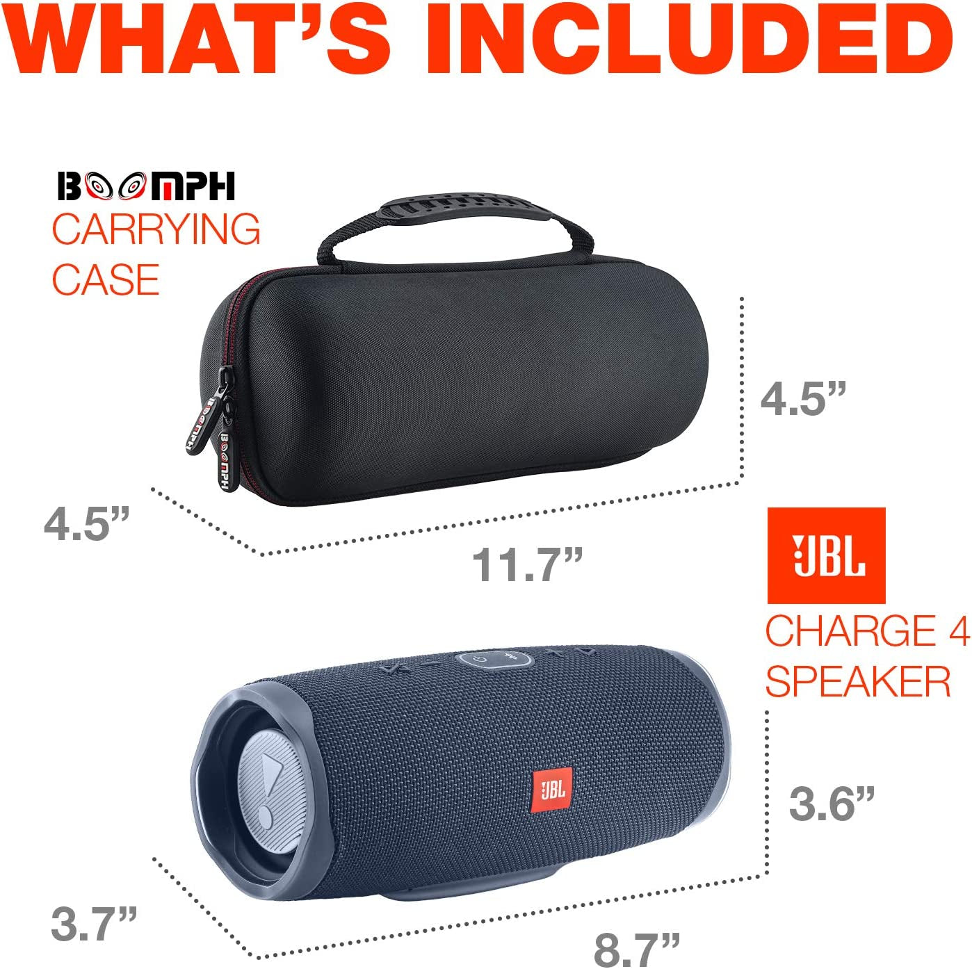 Ultimate Bundle: JBL Charge 4 Portable Waterproof Bluetooth Speaker + Durable Hard Carrying Case - Blue