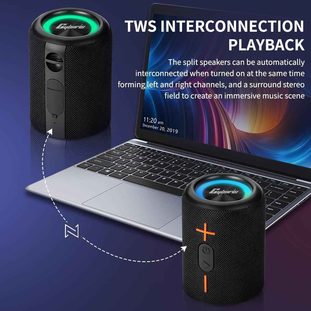 2-in-1 Portable Split Bluetooth Speaker – Waterproof, 20W Stereo Sound, 24H Playtime, True Wireless Pairing