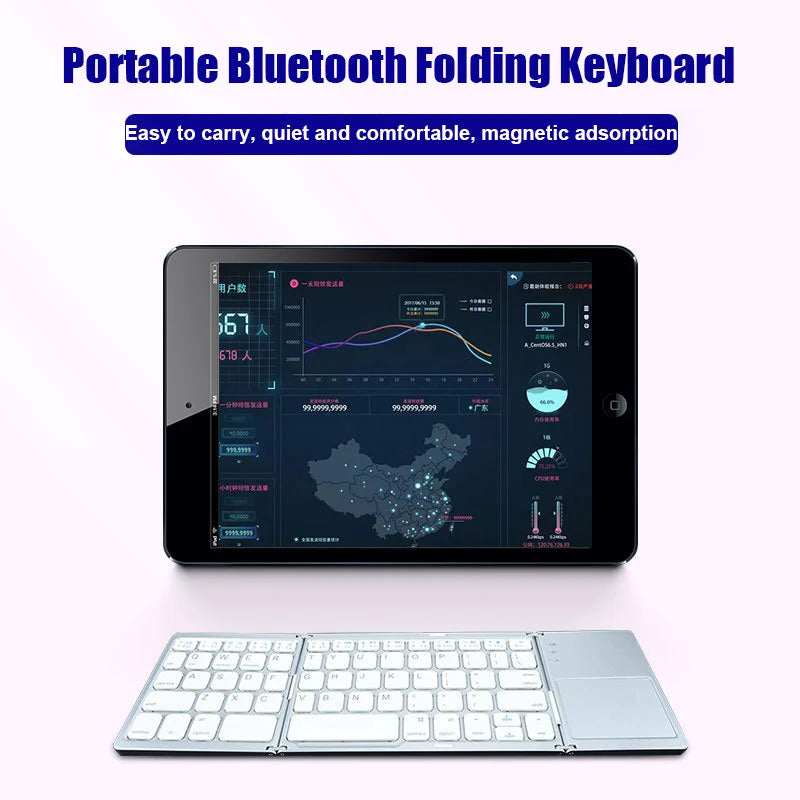 Wireless Folding Bluetooth Keyboard w/ Touchpad – Compact & Portable for Windows, Android & iOS