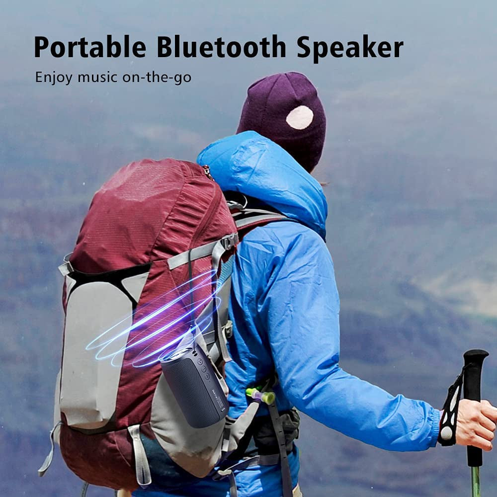 S32 Bluetooth Speaker – Portable, IPX5 Waterproof, Bluetooth 5.0, Dual Pairing, USB/TF Card/AUX – Ideal for Outdoor Adventures & Travel (Blue)