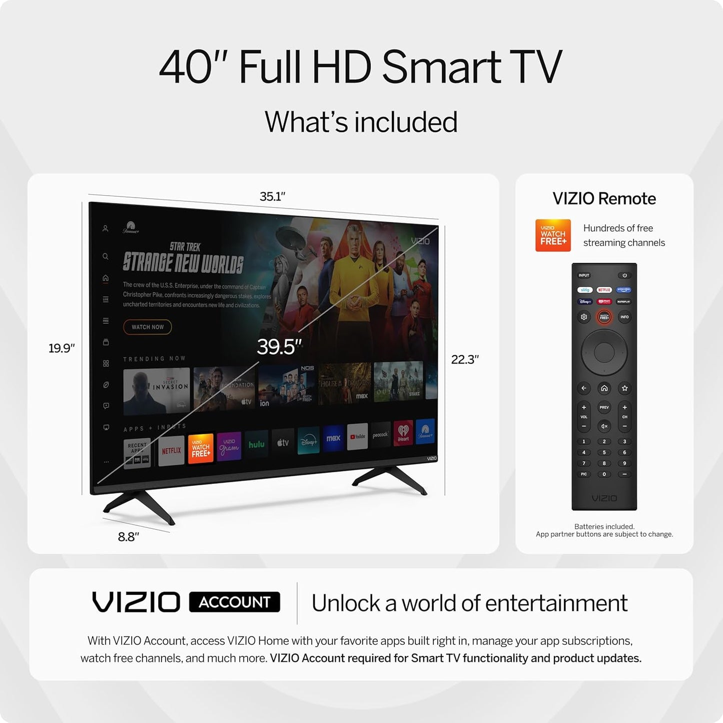 Full HD Smart TV with Bluetooth, HDR10, Built-in Streaming Apps & Smart Home Integration – 3-Sided ThinFrame Design