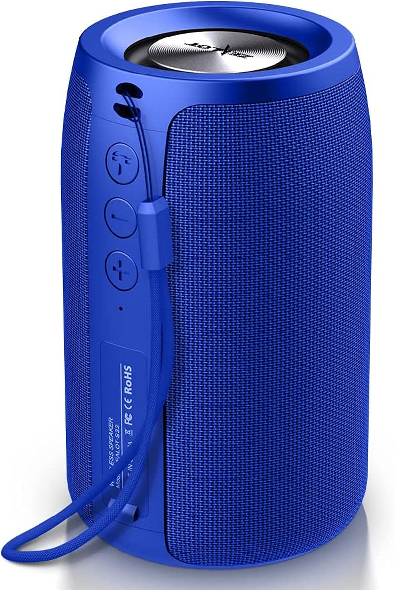 S32 Bluetooth Speaker – Portable, IPX5 Waterproof, Bluetooth 5.0, Dual Pairing, USB/TF Card/AUX – Ideal for Outdoor Adventures & Travel (Blue)