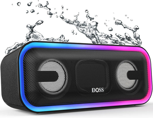 Soundbox Pro+ Bluetooth Speaker – 24W Sound, Extra Bass, IPX6 Waterproof, 15H Playtime, Multi-Color Lights – Perfect for Parties & Outdoors