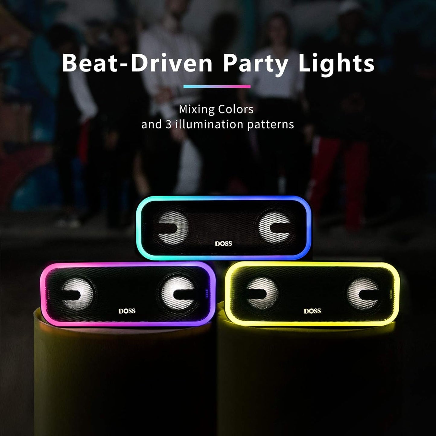 Soundbox Pro+ Bluetooth Speaker – 24W Sound, Extra Bass, IPX6 Waterproof, 15H Playtime, Multi-Color Lights – Perfect for Parties & Outdoors