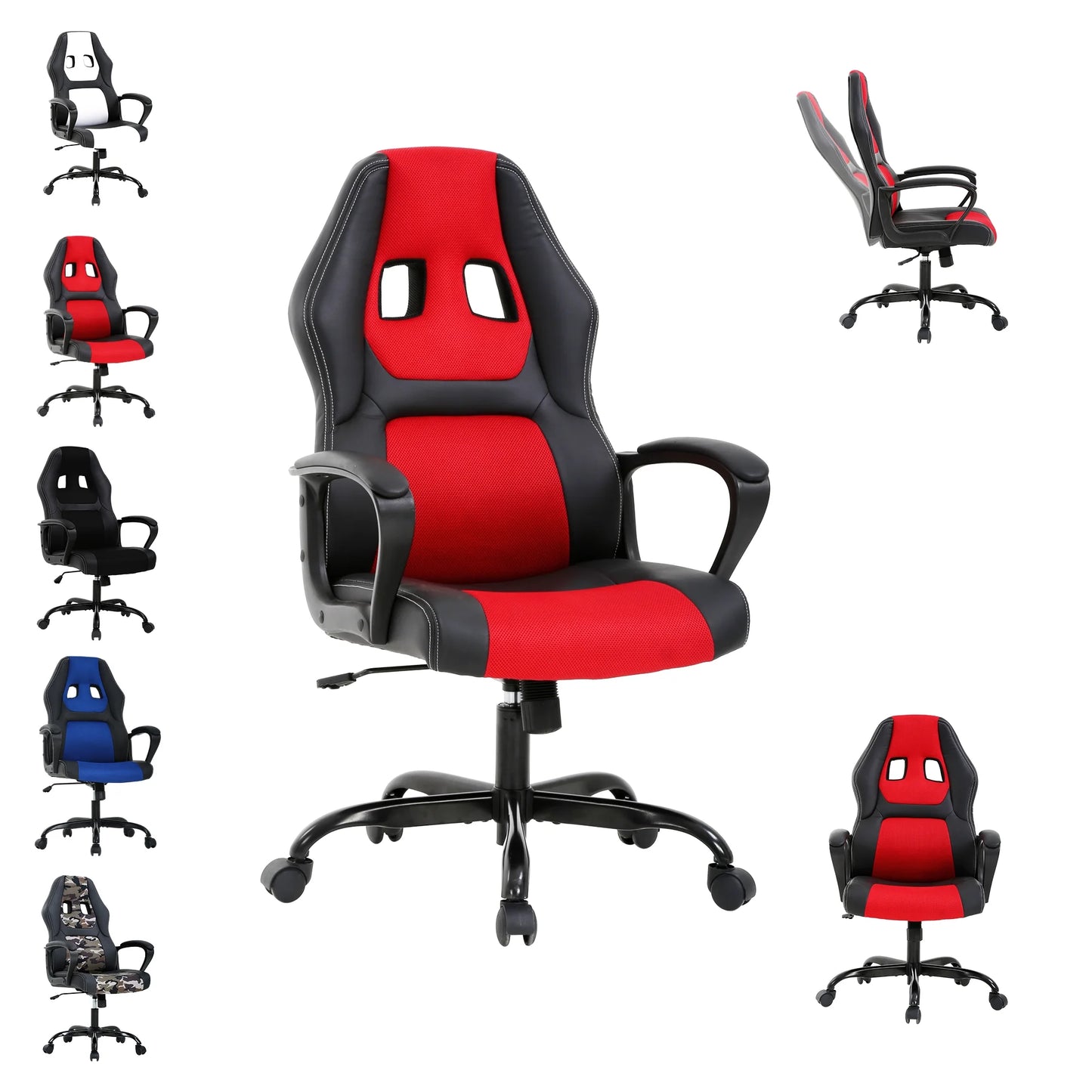 Ergonomic High-Back Gaming & Office Chair – Adjustable Swivel Desk Chair with Lumbar Support, PU Leather, 360° Rotation & Reclining Backrest for Home & Office (Multiple Colors)