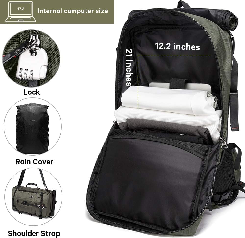 Convertible Travel Backpack – Sleek, Durable 35L Carry-On with Laptop Compartment (Fits 15.6”)