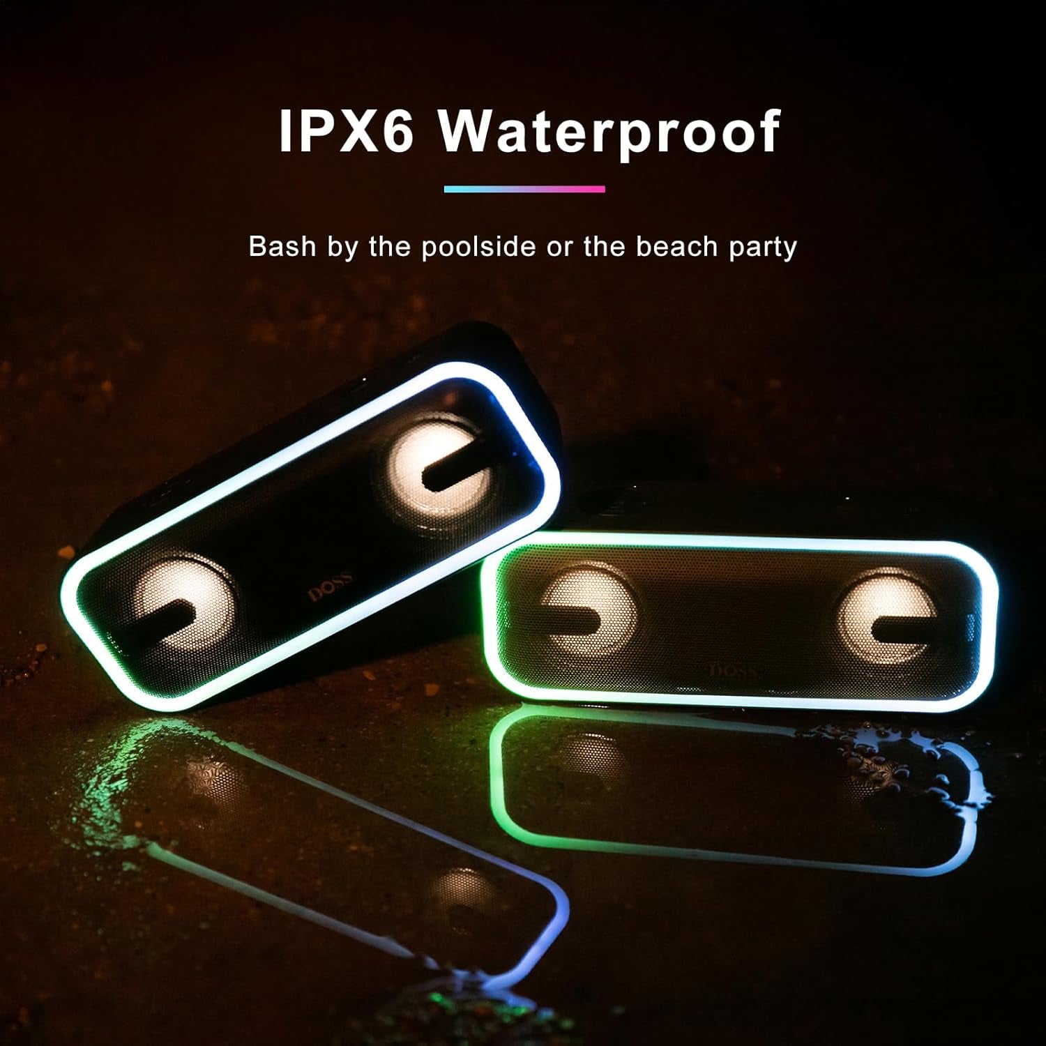 Soundbox Pro+ Bluetooth Speaker – 24W Sound, Extra Bass, IPX6 Waterproof, 15H Playtime, Multi-Color Lights – Perfect for Parties & Outdoors