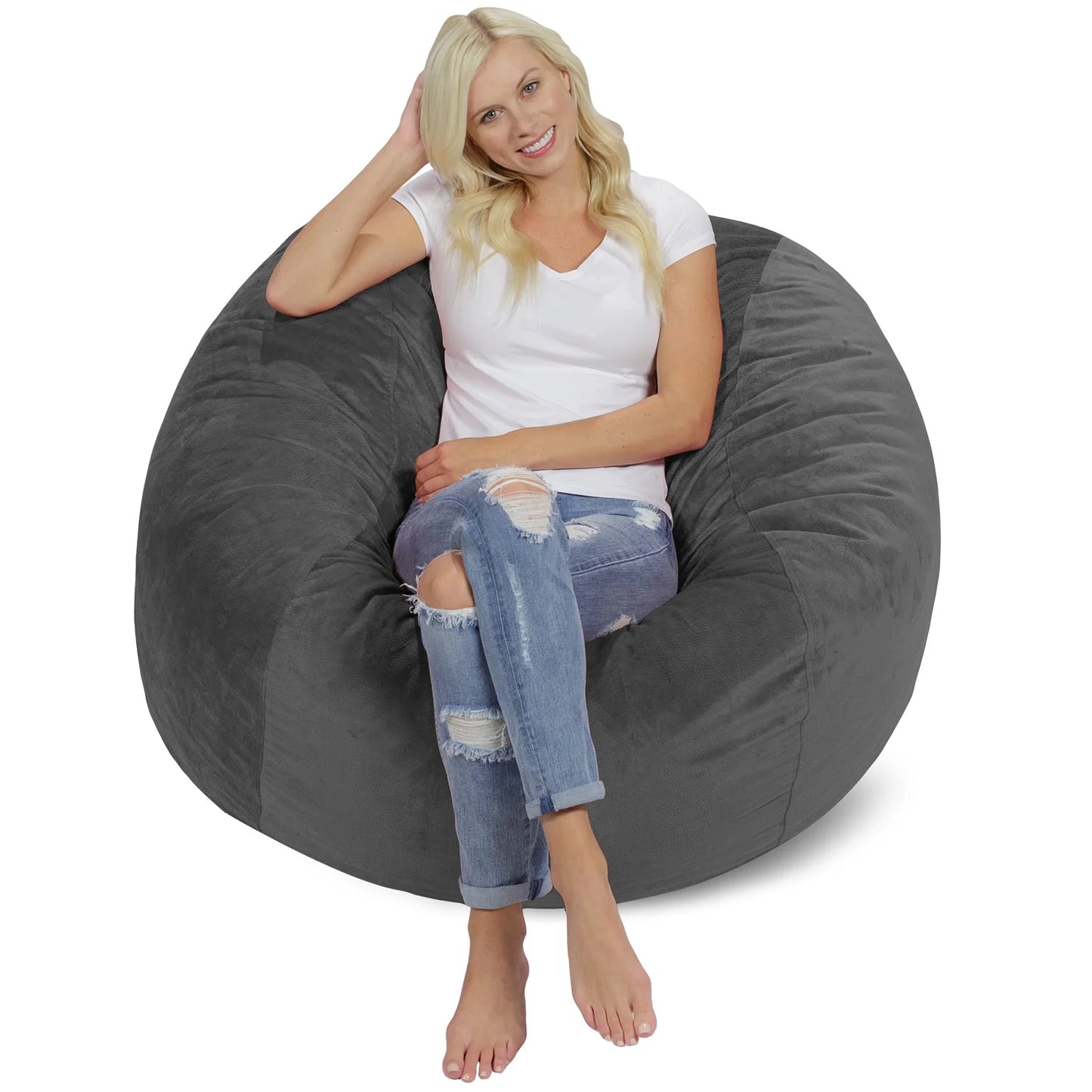 RelaxSacks 4FT Bean Bag Chair – Ultra-Soft Shredded Foam Lounger with Machine-Washable Cover & Child-Safe Zipper