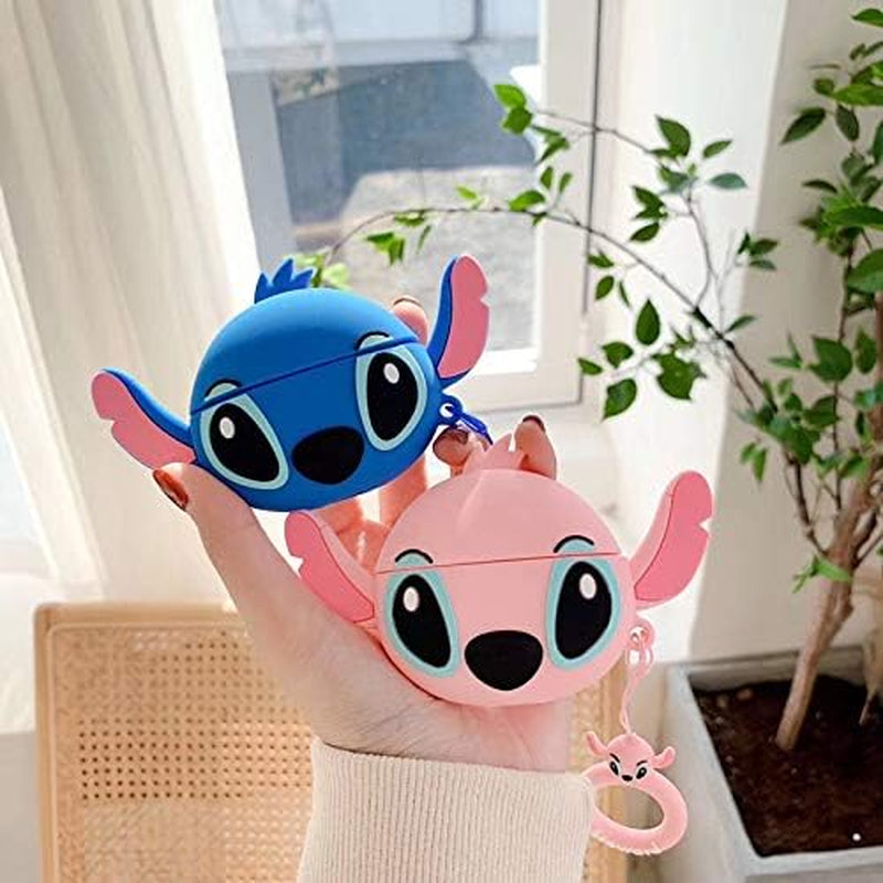 Soft Silicone Shockproof Case – 3D Cute Cartoon Keychain Design for AirPods Pro (2019) – Stitch