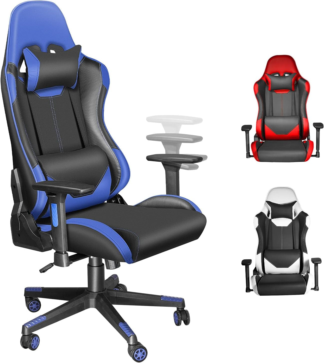 Ergonomic High-Back Gaming Chair for Adults & Teens – Adjustable Recliner with 2D Armrests, Lumbar Support, PU Leather & 400 lbs Capacity