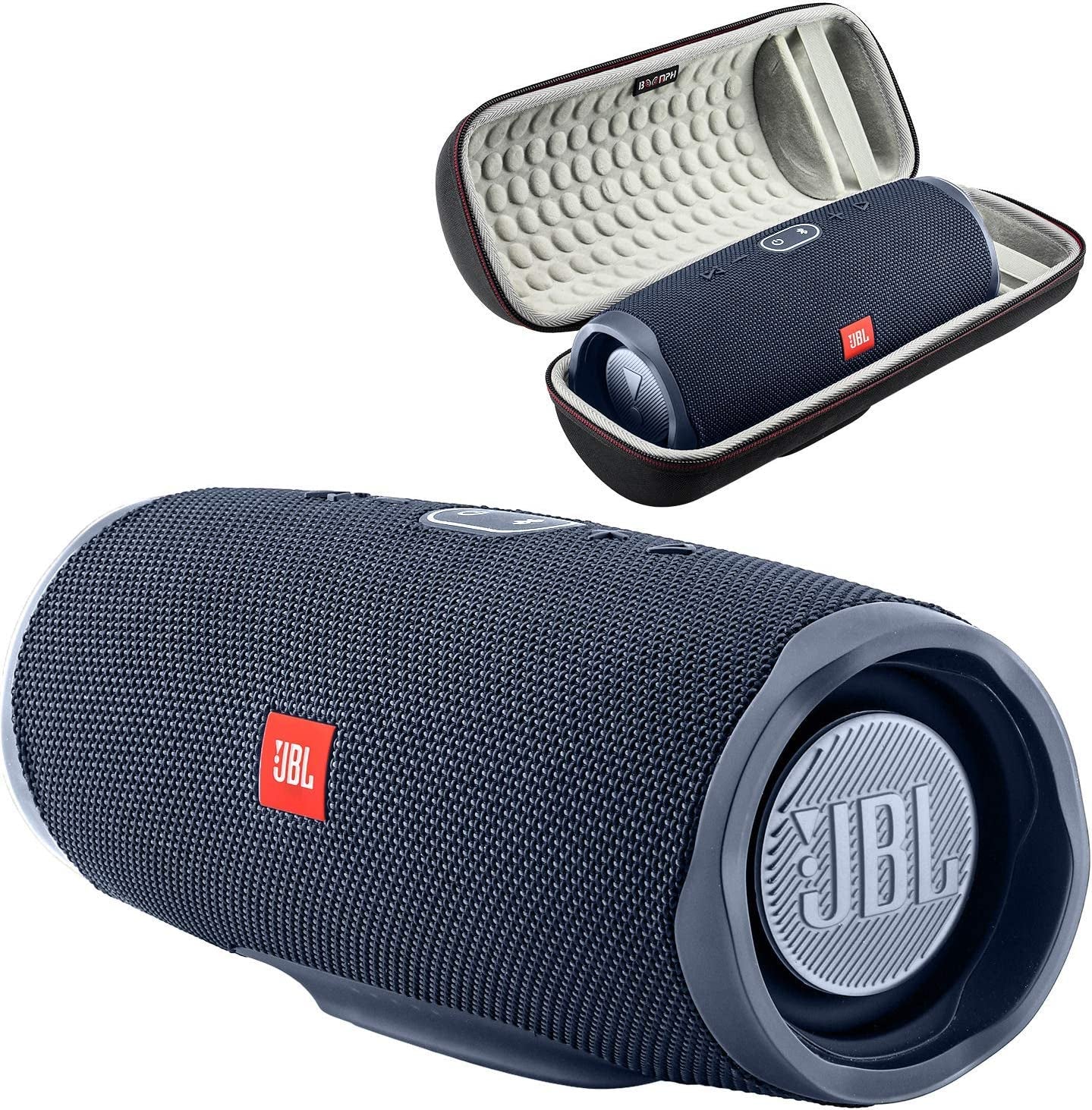 Ultimate Bundle: JBL Charge 4 Portable Waterproof Bluetooth Speaker + Durable Hard Carrying Case - Blue