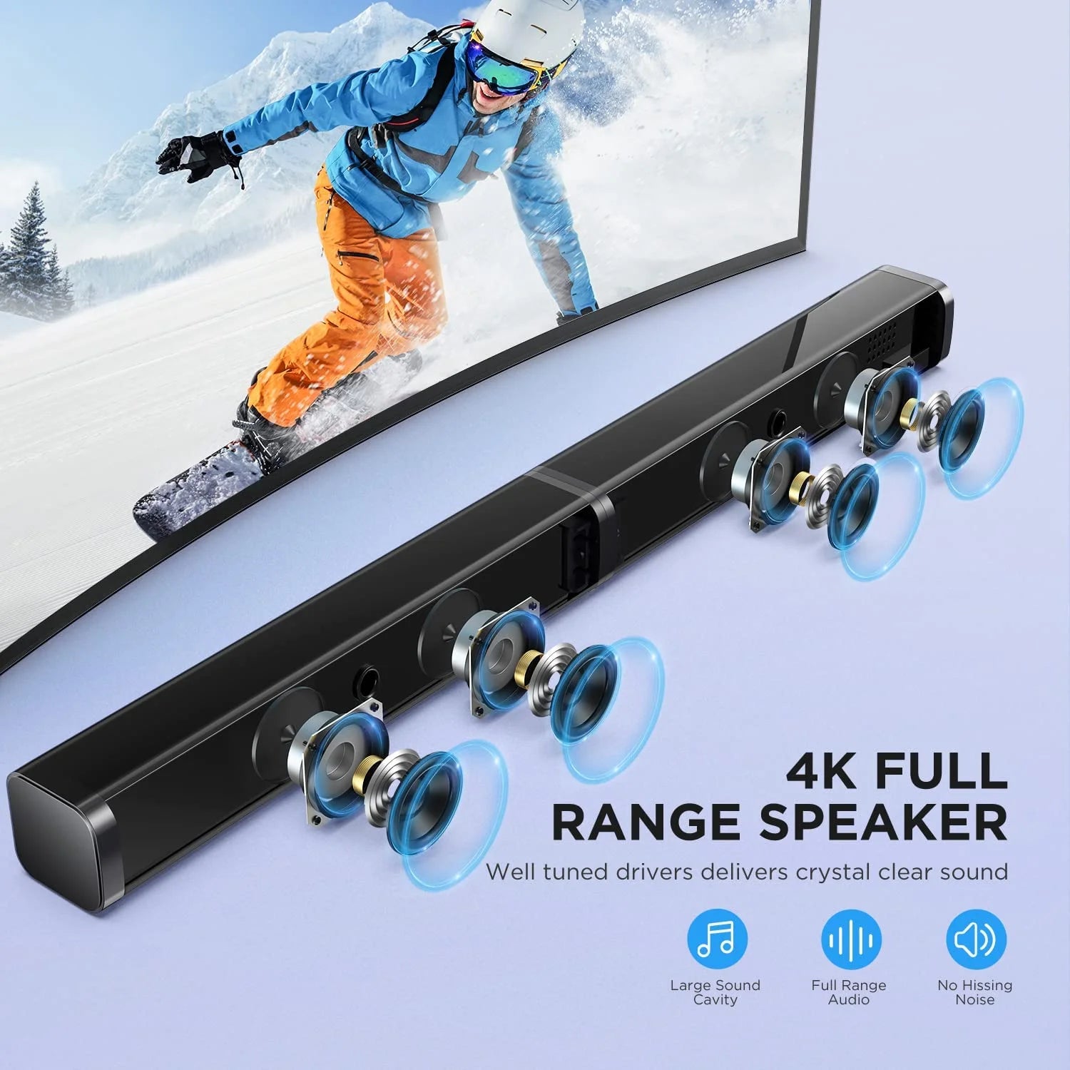 190W Sound Bar with Subwoofer – Dolby Atmos, Bass Boost, Home Theater Audio – Perfect for Smart TVs