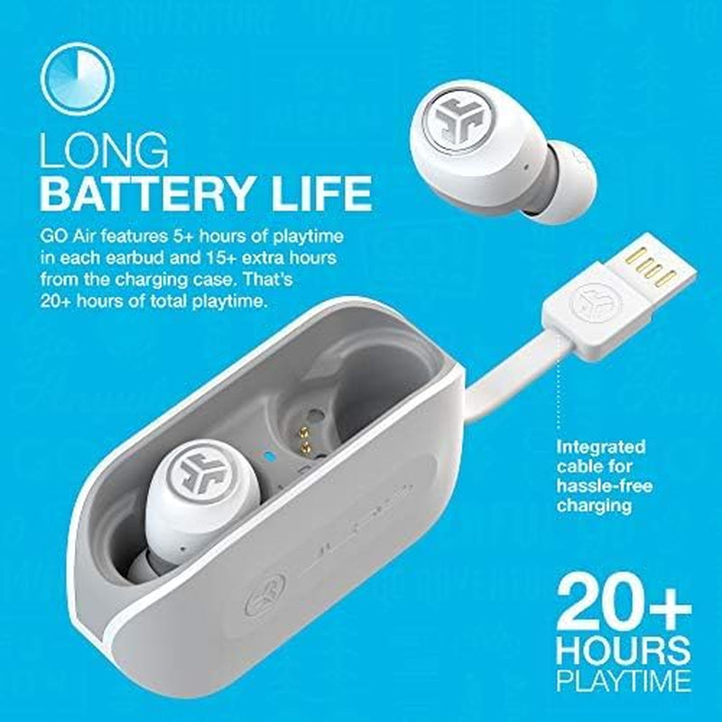 Go Air True Wireless Bluetooth Earbuds with Charging Case - Sweat Resistant, Dual Connect, Bluetooth 5.0, 3 EQ Sound Settings (White)