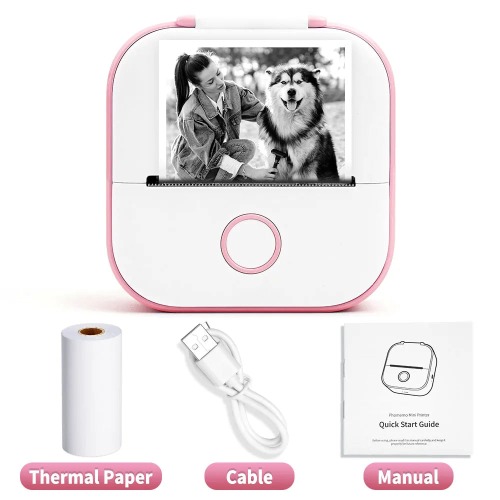 T02 Portable Mini Thermal Printer – Pocket Label Maker for DIY Stickers & Self-Adhesive Labels