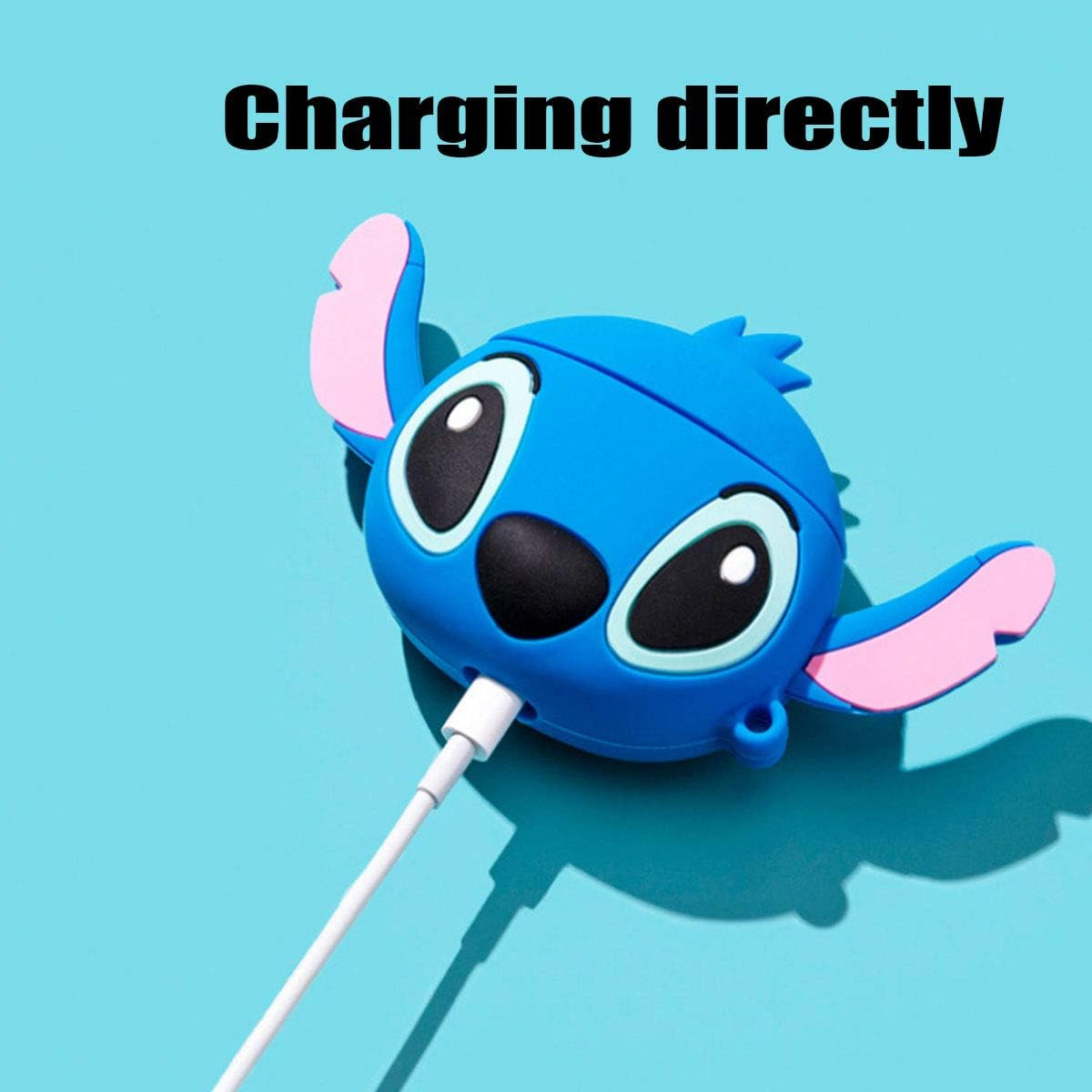 Soft Silicone Shockproof Case – 3D Cute Cartoon Keychain Design for AirPods Pro (2019) – Stitch