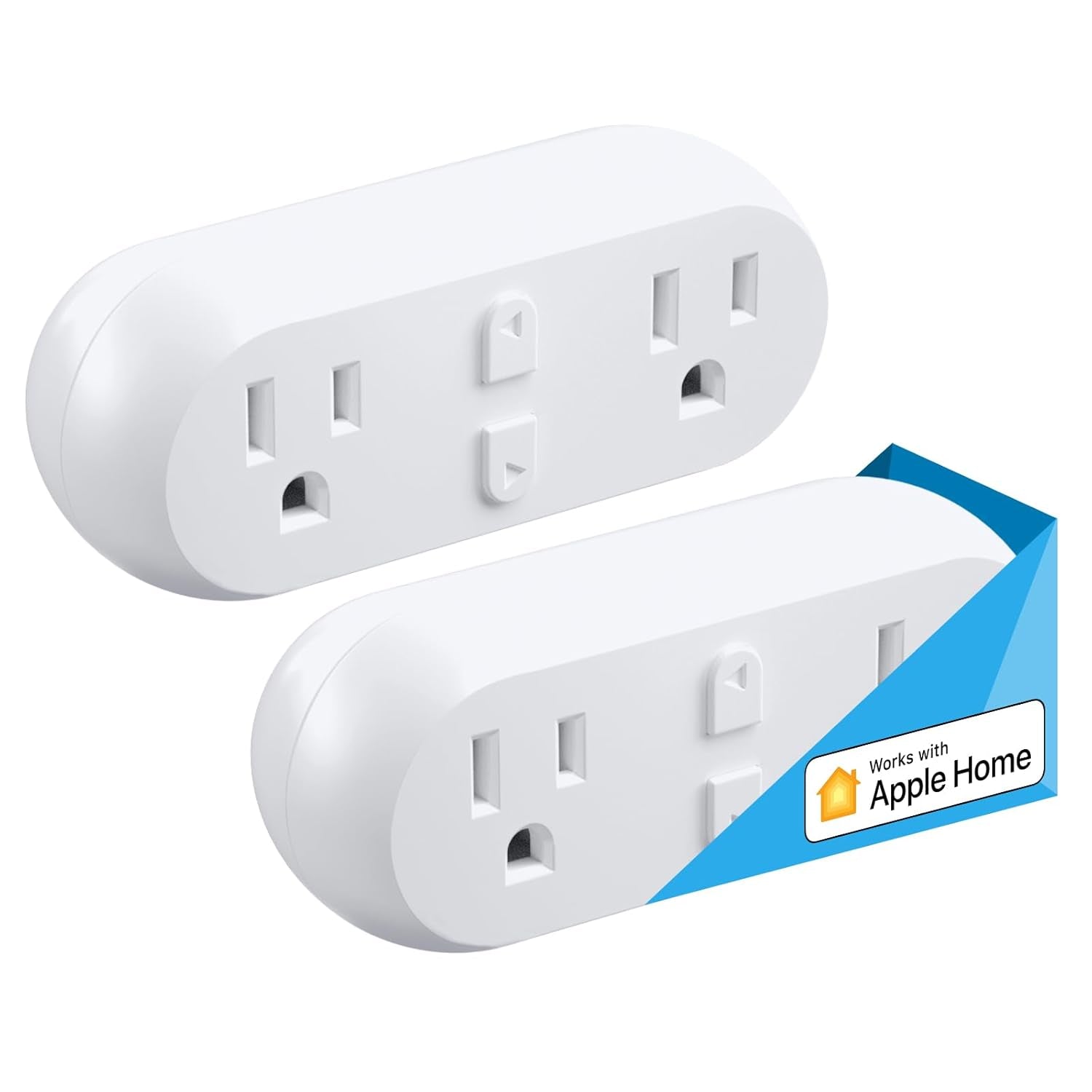 Dual Smart WiFi Plug 15A – Voice & App Control with Alexa, Siri, Apple HomeKit, Echo & SmartThings, Timer & No Hub Needed, 2-Pack