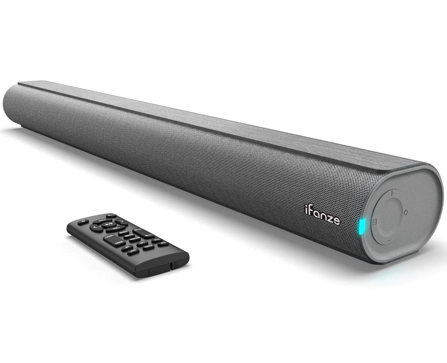 100W Bluetooth 5.3 Soundbar with Built-In Subwoofers – HDMI, Optical, AUX, USB, Coaxial Connectivity, Remote Control, Sleek Brushed Gray Finish – Perfect for Smart TVs