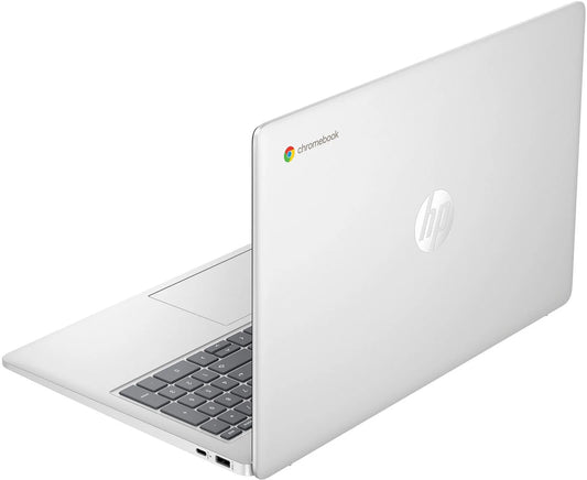 15.6" Chromebook: Sleek Natural Silver Laptop with Intel N200, 8GB RAM & 64GB Storage