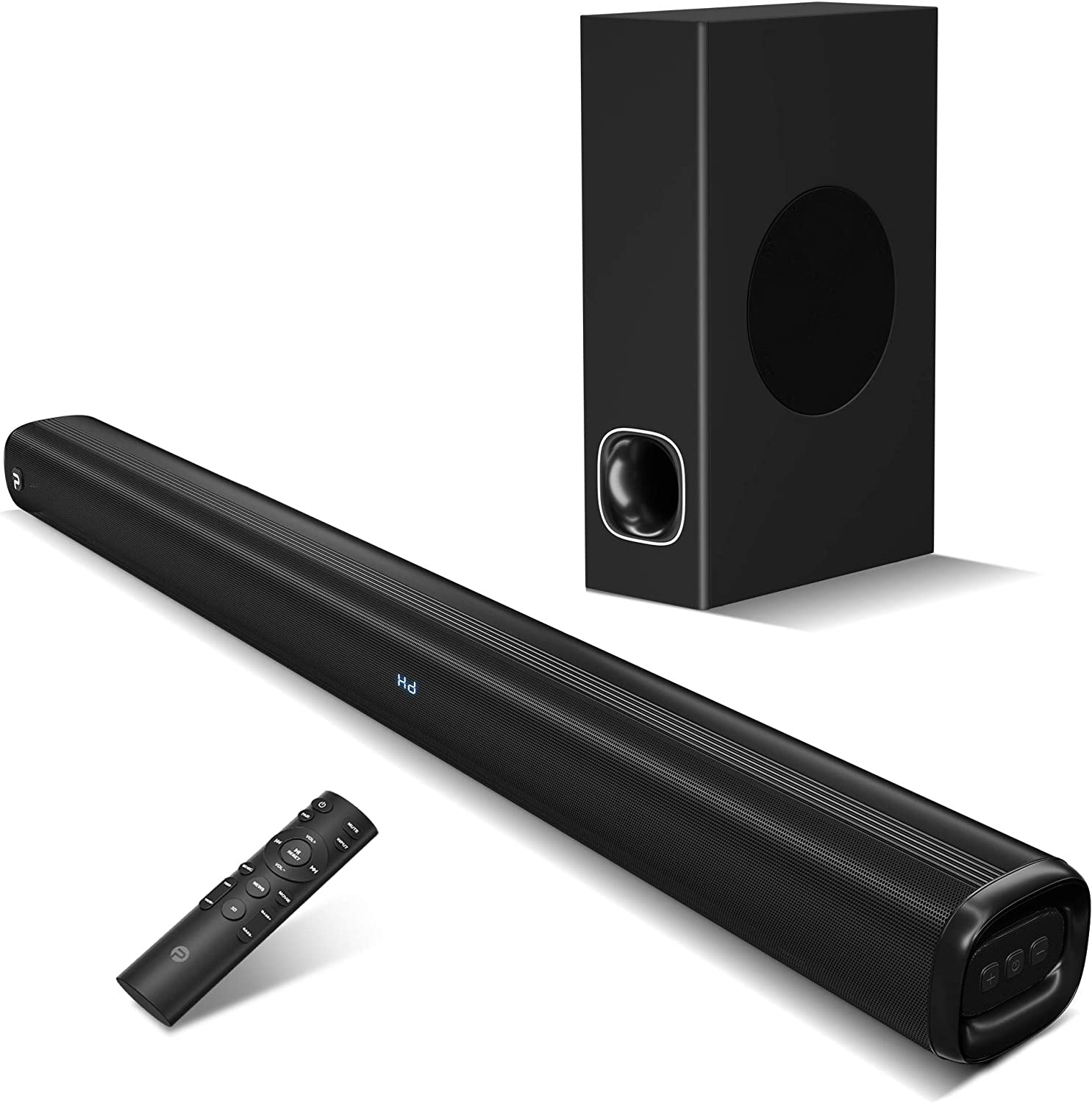 160W Soundbar with Subwoofer – 2.1Ch, 3D Surround Sound, HDMI (ARC), Optical, AUX, USB, Bluetooth 5.0 – Compatible with 4K & HD TVs (Model: P28)