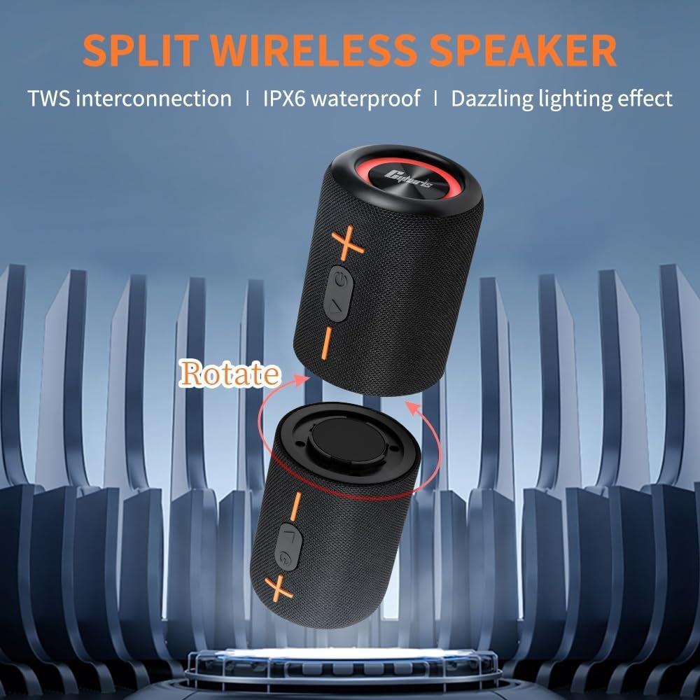 2-in-1 Portable Split Bluetooth Speaker – Waterproof, 20W Stereo Sound, 24H Playtime, True Wireless Pairing