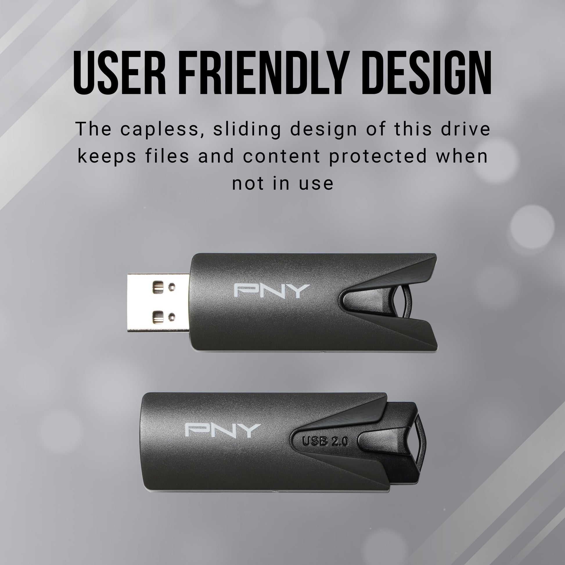 PNY 128GB Attaché USB 2.0 Flash Drive – Portable & Durable Storage with Capless Sliding Design, Key Loop for Easy Access