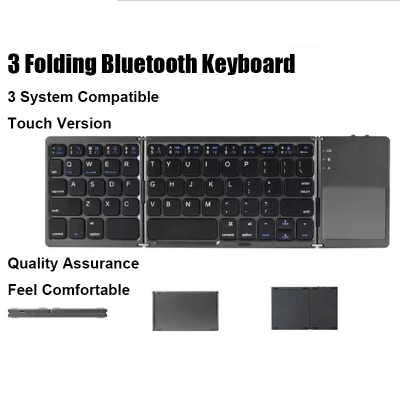 Wireless Folding Bluetooth Keyboard w/ Touchpad – Compact & Portable for Windows, Android & iOS