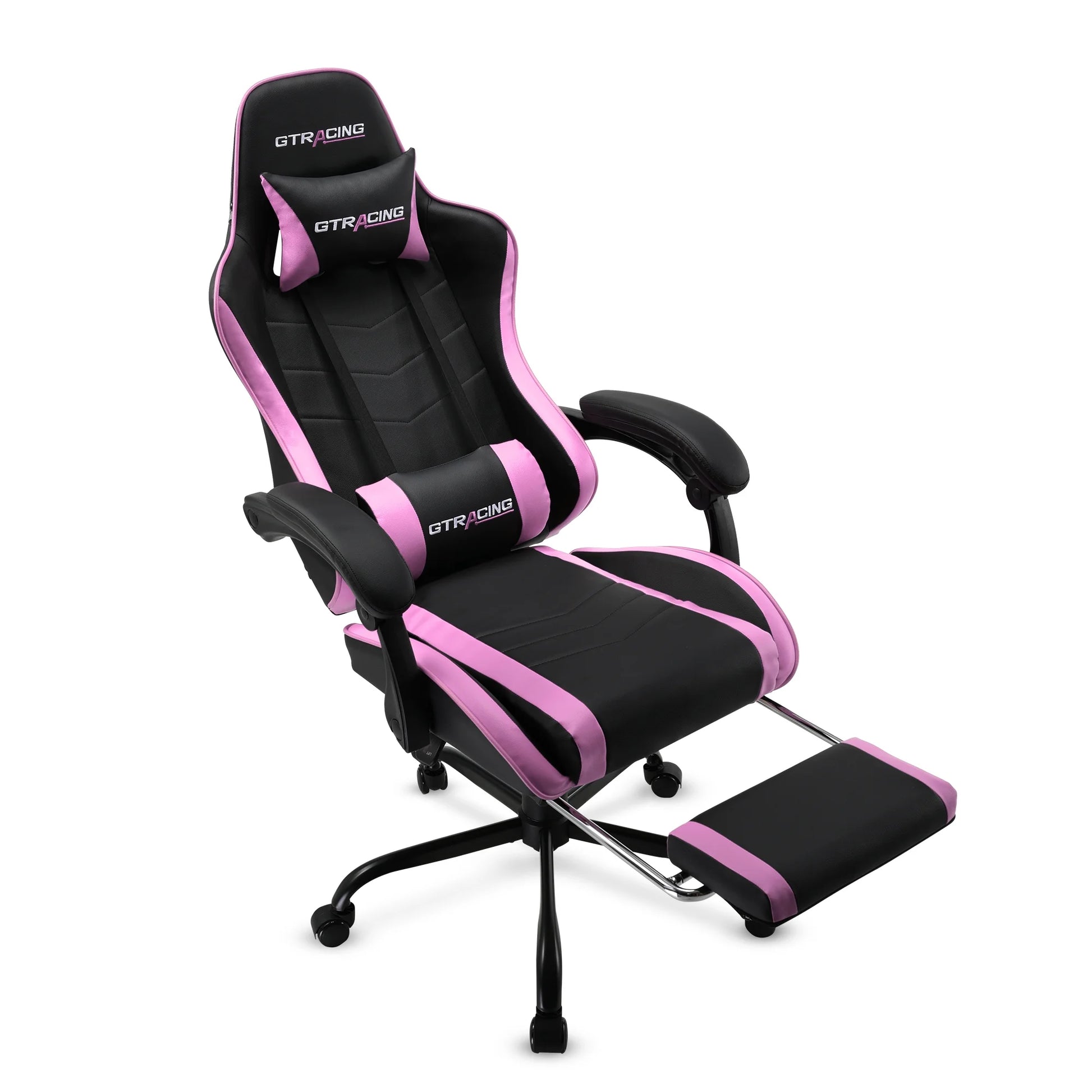 GTRACING GTWD-200 Ergonomic Gaming Chair – Adjustable Pillows, Footrest & Recline, Pink