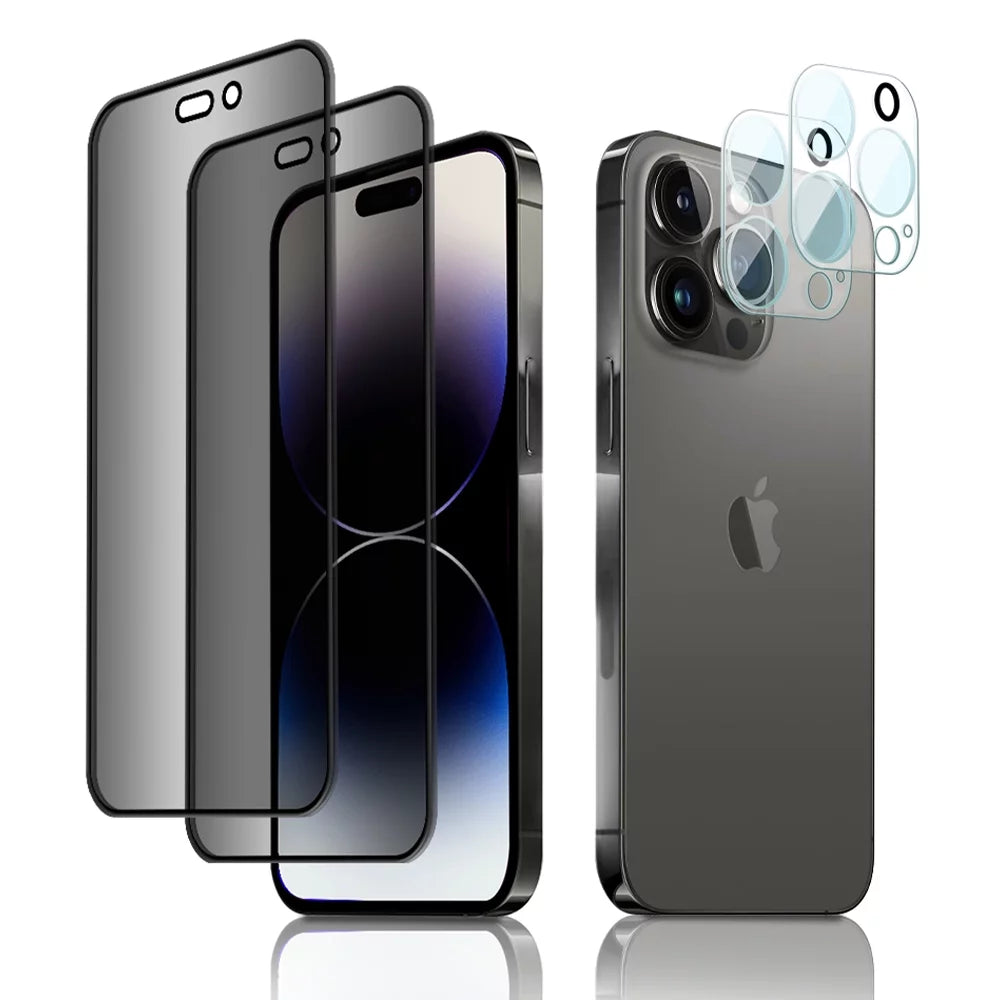 KONEE 2-Pack Privacy Screen Protector & Camera Lens Protector for iPhone 14 Pro Max – 9H Tempered Glass, Anti-Scratch & Anti-Spy Protection