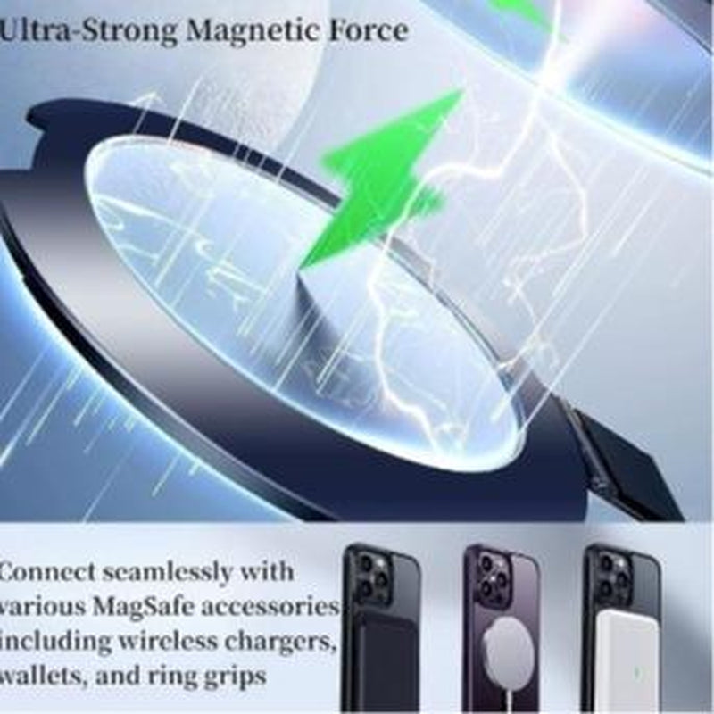 Entronix Magnetic Ring Clear Case Designed for Iphone 15/14/13, Plus, Pro Max, Protective Handheld, Crystal Clear Cover, Smartphone Accessories