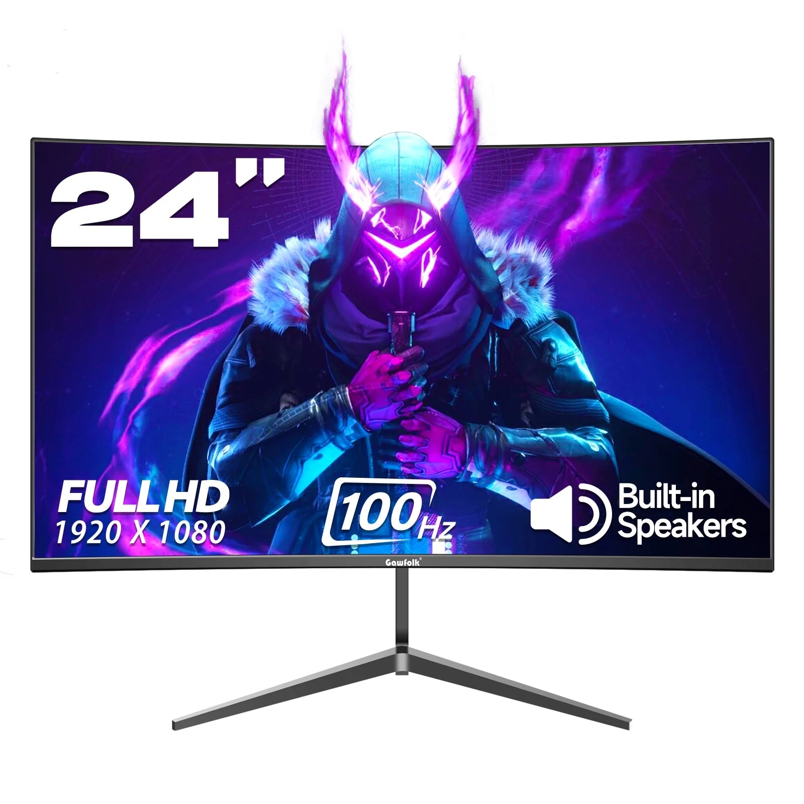 24-Inch Curved Gaming Monitor – 100Hz Full HD, Built-In Speakers, Adjustable Tilt for Ultimate Comfort