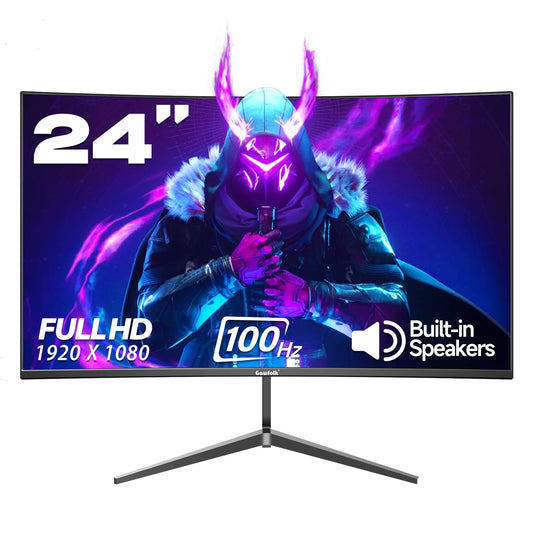 24-Inch Curved Gaming Monitor – 100Hz Full HD, Built-In Speakers, Adjustable Tilt for Ultimate Comfort