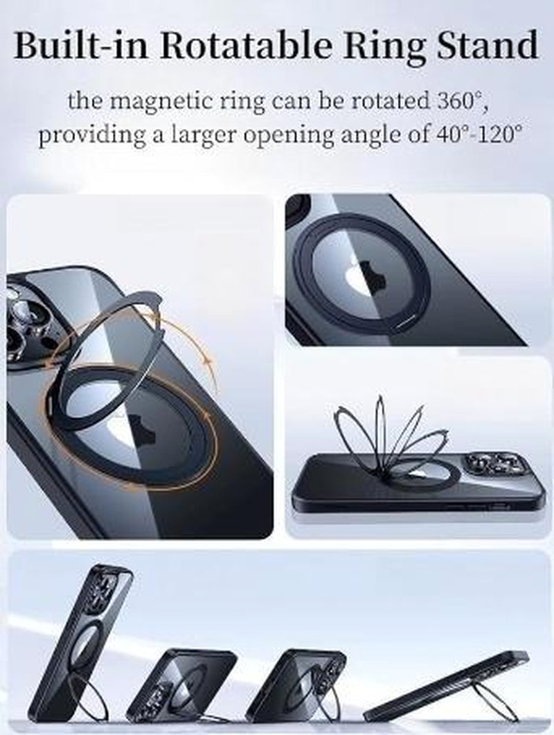 Entronix Magnetic Ring Clear Case Designed for Iphone 15/14/13, Plus, Pro Max, Protective Handheld, Crystal Clear Cover, Smartphone Accessories