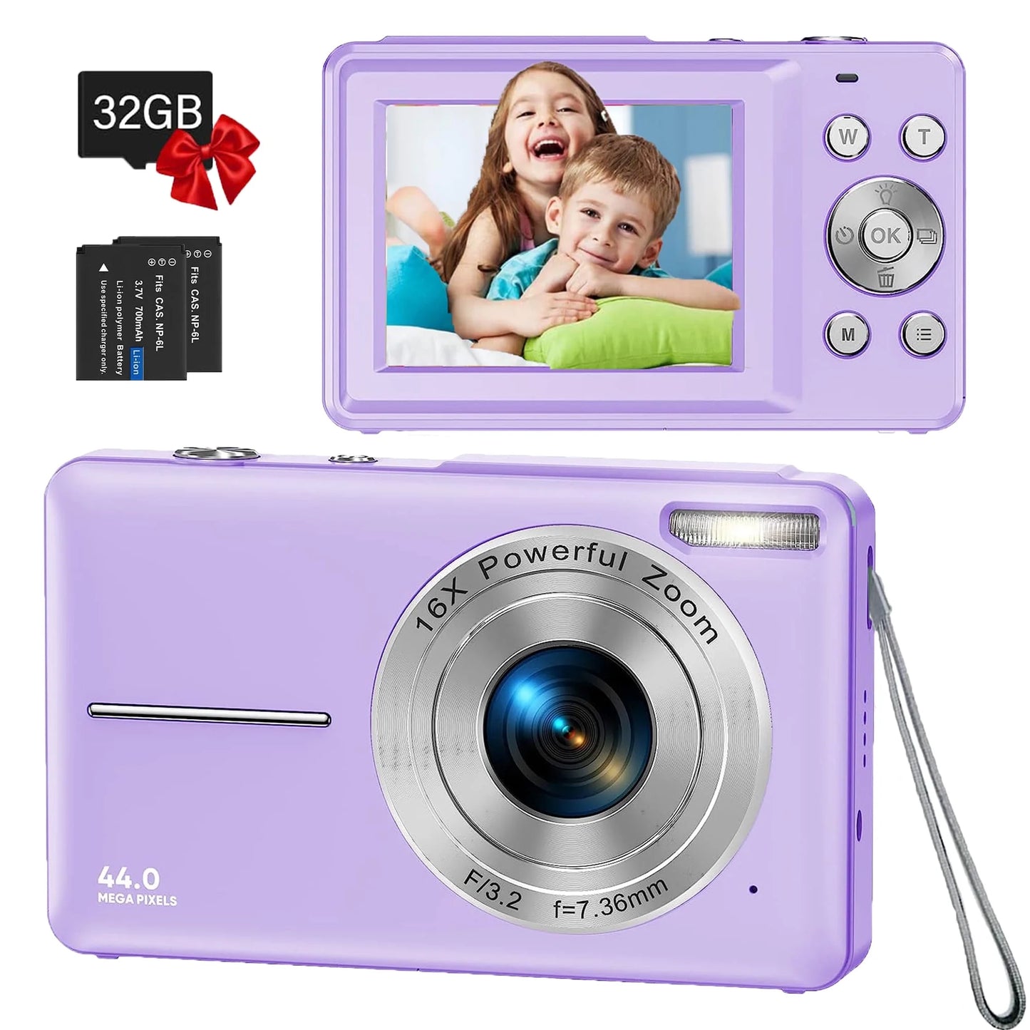 ACTITOP 44MP Kids Digital Camera – FHD 1080P, 16X Zoom, Retro Design with LCD Screen, Video Recording, and Webcam Function