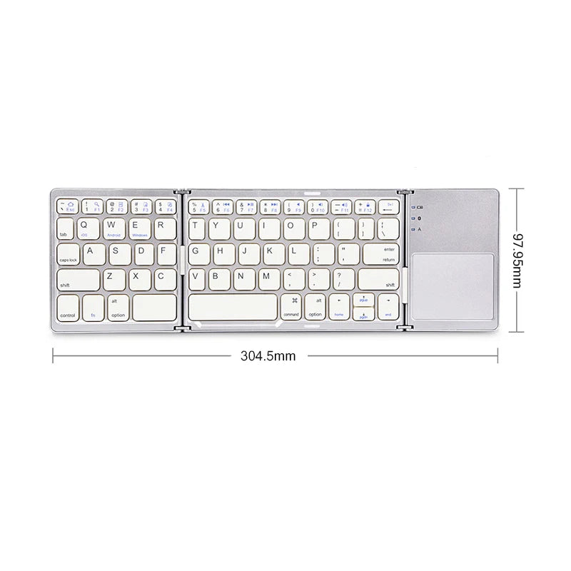 Wireless Folding Bluetooth Keyboard w/ Touchpad – Compact & Portable for Windows, Android & iOS