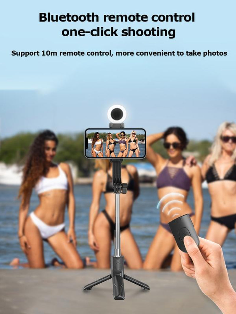 51" Selfie Stick Tripod with Light & Wireless Remote – Portable & Extendable Phone Holder for iPhone 15/14 Pro, Samsung S22/S23 Ultra